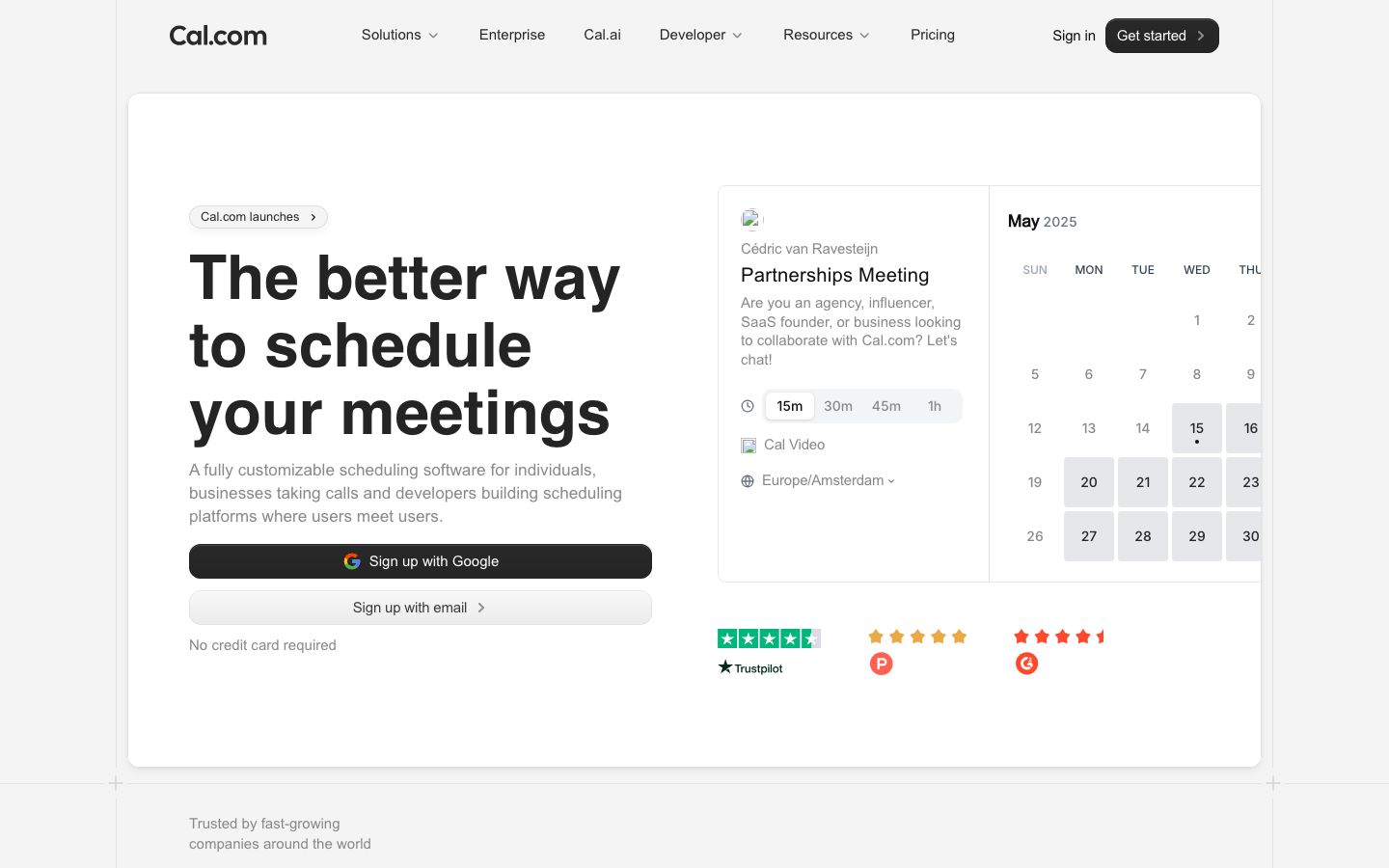 cal.com homepage screenshot