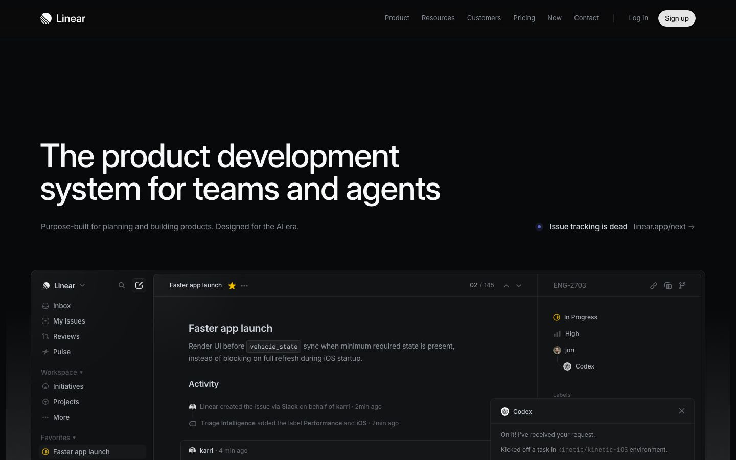linear.app homepage screenshot