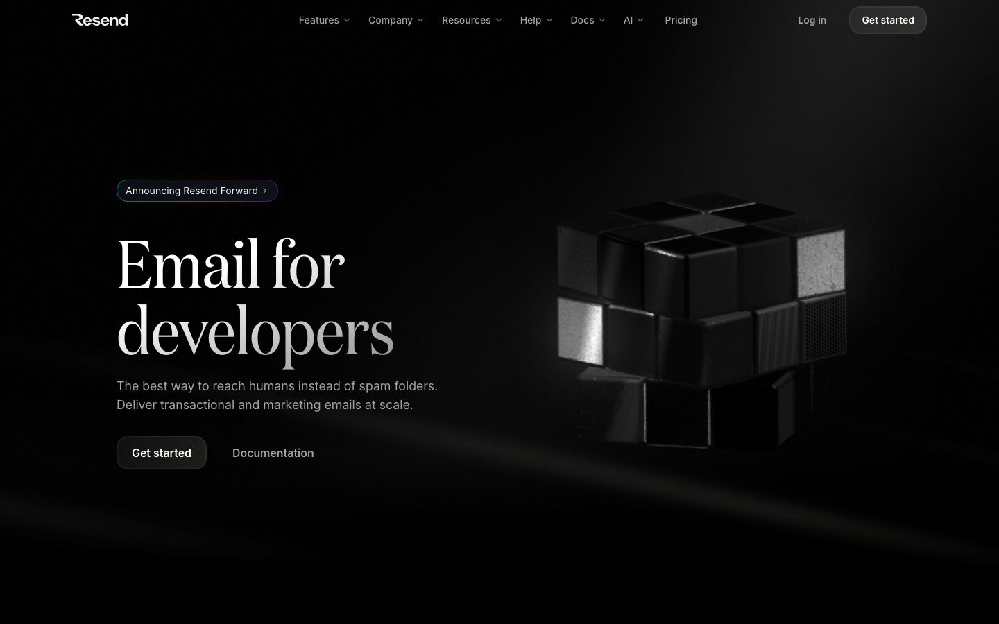 resend.com homepage screenshot