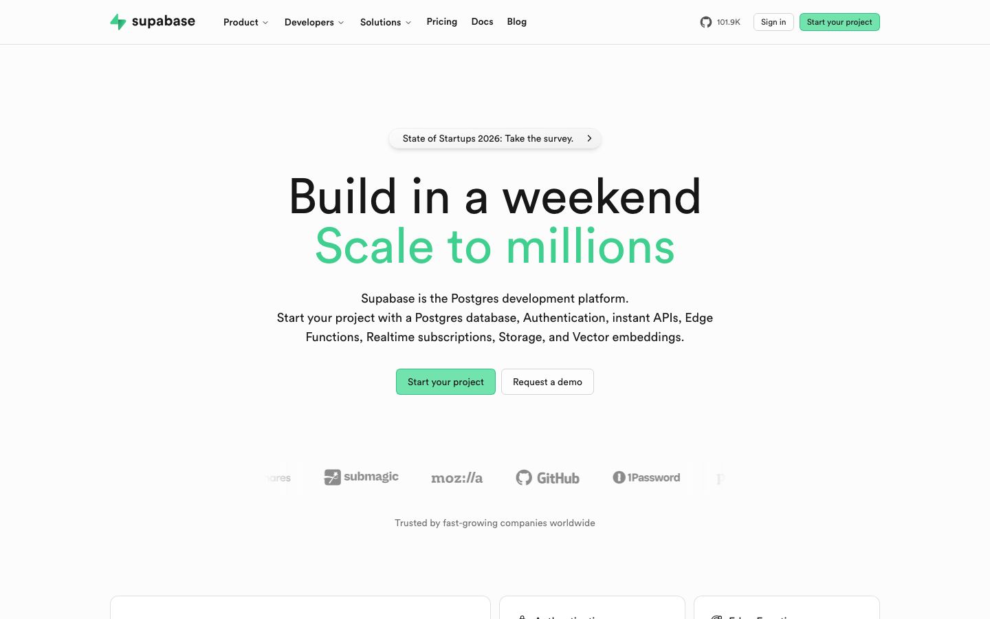 supabase.com homepage screenshot